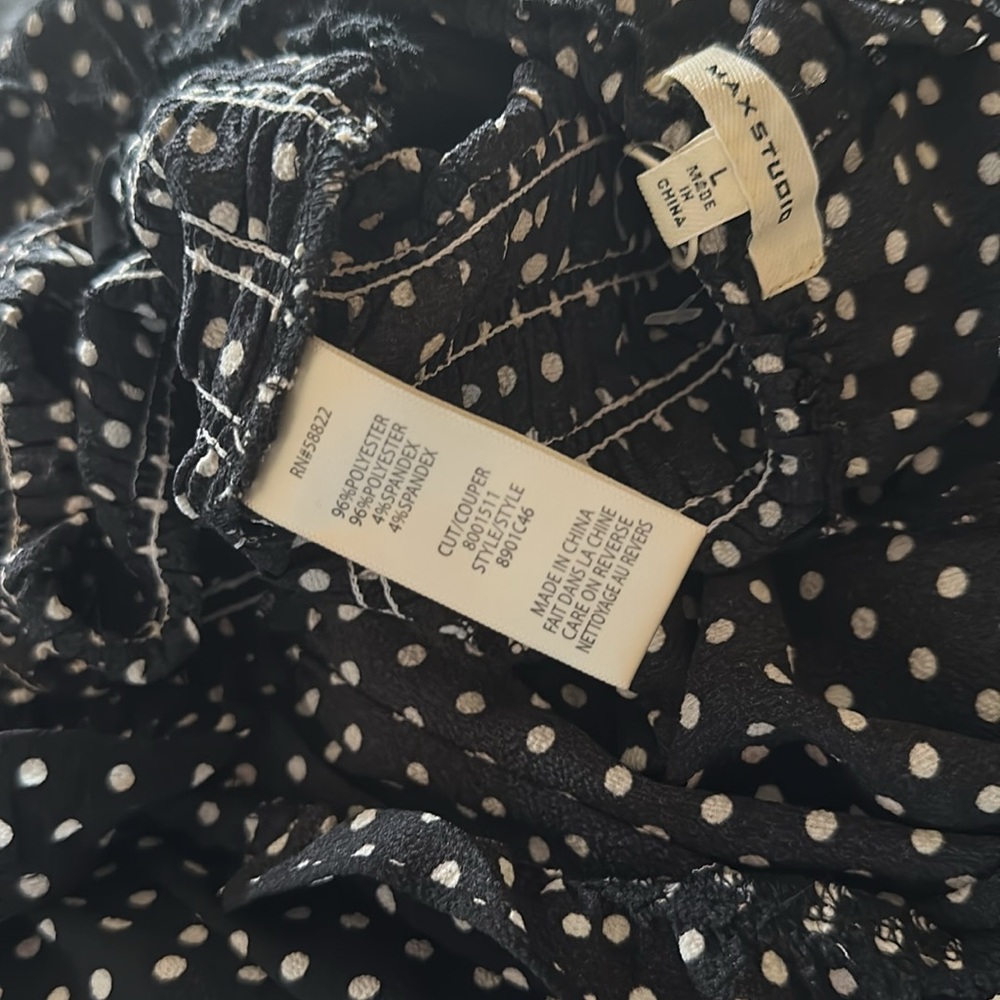 NWT max studio black wide leg jumpsuit with polka dots pls look measurements - Picture 13 of 13